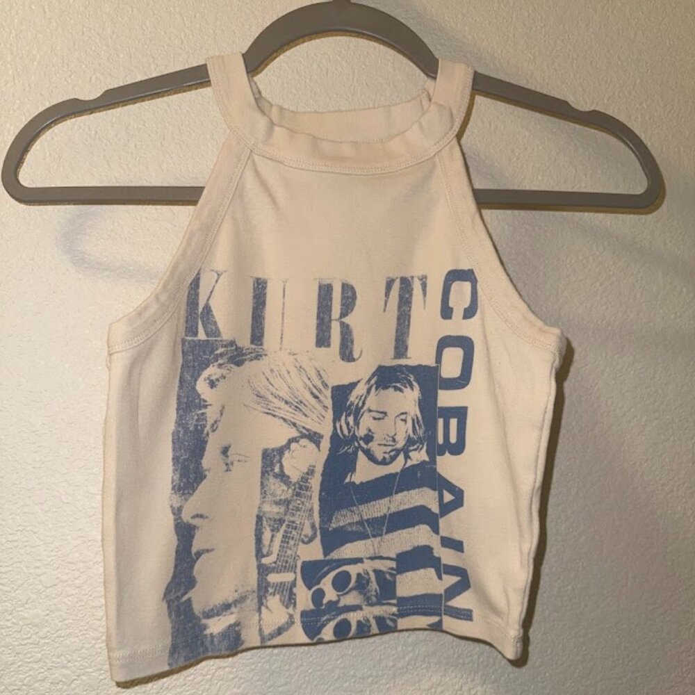 AEO "Kurt Cobain" Cropped High-Neck Graphic Tank | Size M